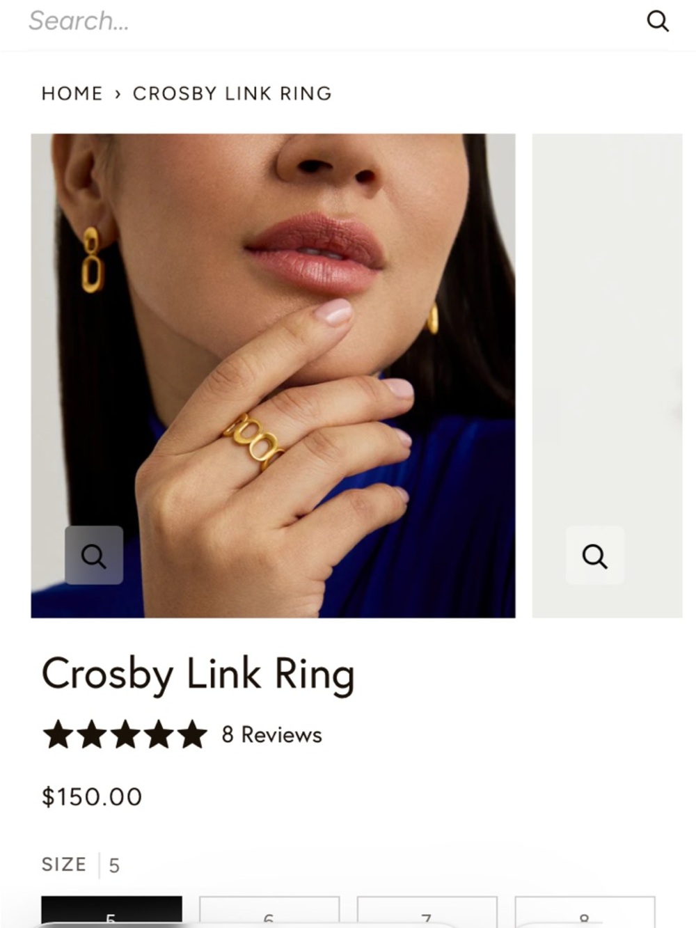 Dean Davidson Crosby Gold Link Ring - Bold Chunky Chain Style - Picture 3 of 5